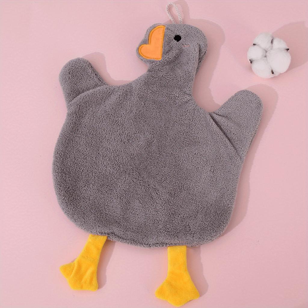 1pc Cartoon Duck Hand Towel, Strong Absorbency, Quick Dry, Hanging Kitchen Bathroom And Bedroom Hand Towel, Cleaning Supplies, Household Gadgets