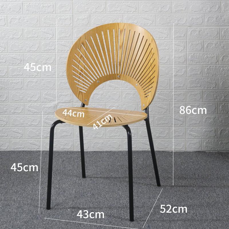 Household Shell Chair Solid Wood Simple Leisure Dining Chair Creative Restaurant Backrest Chair