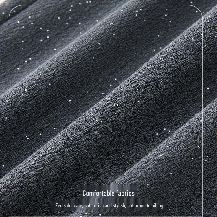 2025 New Spring High-Waisted Gray Sequin Midi Pencil Skirt for Women