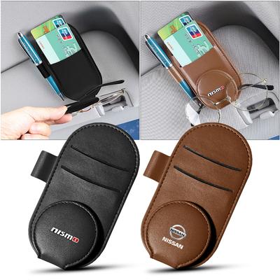 Leder Auto Brillenclip Sonnenblende Multifunktions-Sonnenbrillenclip Für Nismo Qashqai X J10 J11 Trail Tiida Teana Skyline Juke X-trail