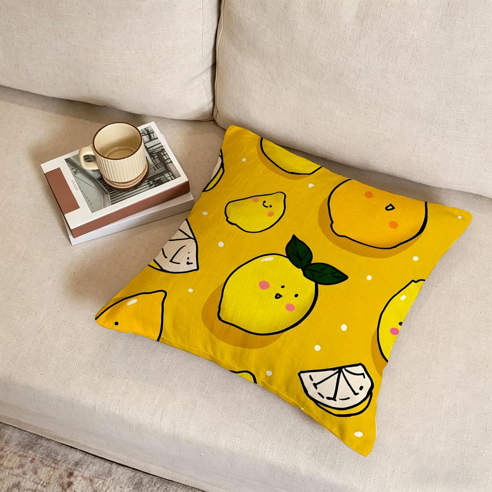 Y-Yellow Lemon Cushion Cover Fabric Soft Furnishing,Pillowcase, Cushion Cover, Sofa Pillow, Home Decoration