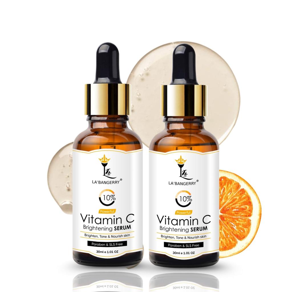 LA'BANGERRY 10% Vitamin C Serum | Hautaufhellung & Reduzierung von Pigmentflecken | Glow-Boostendes Gesichtsserum | Frei von Parabenen & SLS - 30ml (Packung mit 2)