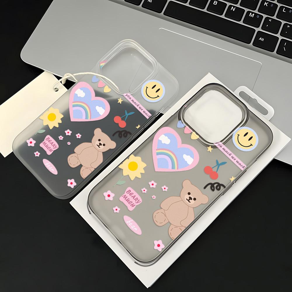 Mobile Phone Cases for iPhone 11 13 15 Pro Max 12 14 Pro Max Case iPhone 16 15 Plus 13 Pro 12 Mini 13 Mini Frosted Texture Painted Cartoon Flowers