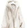 Womens Faux Shearling Hooded Coat Winter Thick Warm Oversized Parka White Plus Size S-XXL