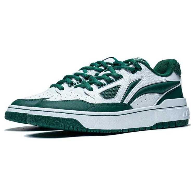 Li Ning Rookie 2 Comfortable Slip Resistant Abrasion Resistant Low top Skateboard Shoes Men's White Green ABCT039-3