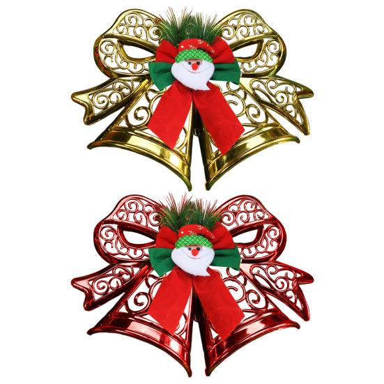 Julgransprydnad i form av rosett Plastrosett med klocka Hängande dekoration för julgran för helgträd, festdekor