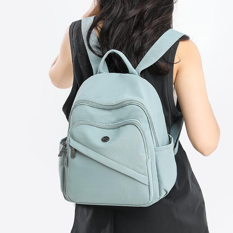 Solid Color Nylon Backpack Women's Travel Backpack Student Schoolbag