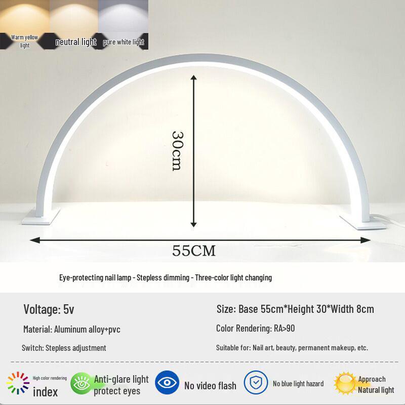 Luce Beauty LED Tricolore a Mezzaluna per Skincare, Extension Ciglia e Tatuaggi