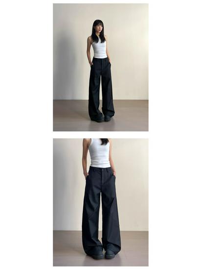 Dámské luxusní plisované ležérní volné kalhoty s rovnými nohavicemi - Jarní/podzimní kolekce