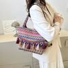 Large Capacity Ethnic Style Fashion Elegant Handbag 2024 Autumn New Style Shoulder Bag for Women Commuter Tote Clutch Purse
