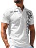 Men'S Outdoor Short Sleeve Polo Shirt, Multi-Size Available, Men'S Collared Polo, White Base with English Print Men'S Top, Slim Fit Suitable for