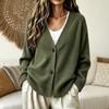 Women's Cardigan Sweater with V-Neck Button Front Long Sleeve Loose Fit Knit Casual