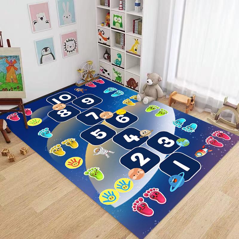 Hopscotch Child Digital Games Boy Girls Carpet Rug for Home Living Room Bedroom Sofa Doormat Decor,Non-slip Floor Mat