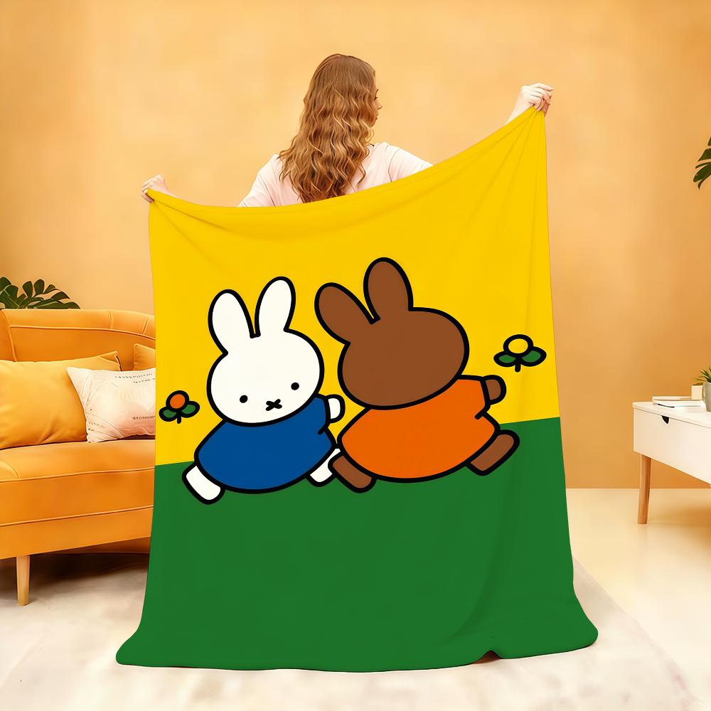 Kawaii M-Miffy and Her Friends Blanket Soft Throw Blanket for Home Bedroom Bed Sofa Picnic Travel Office Rest Cover Blanket Gift