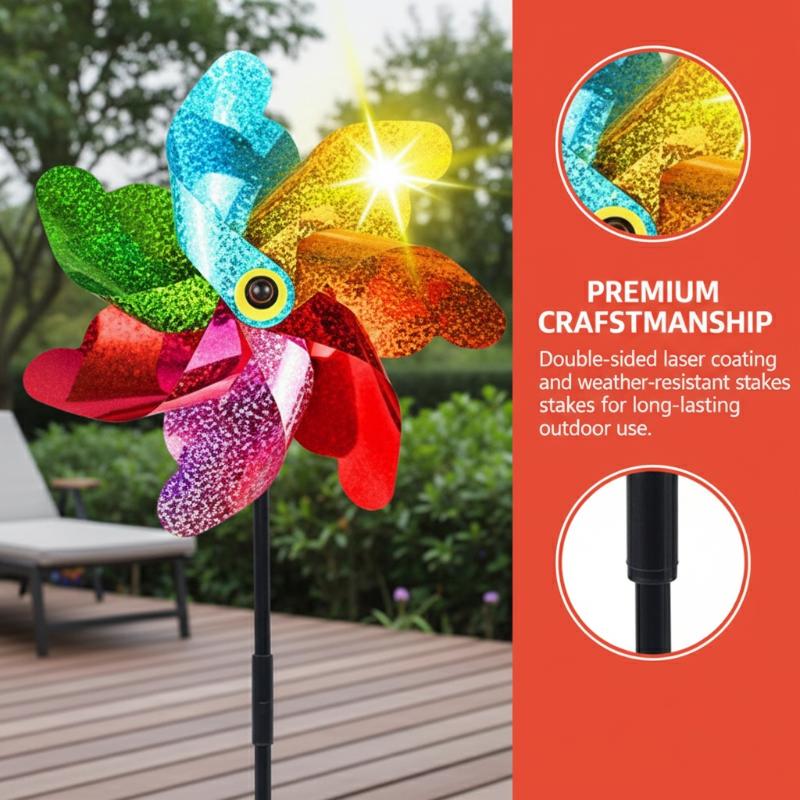Bird Proof Windmill 2pcs Bird Repellent Windmill 7 Leaves DIY Birds Deterrent Windmill Household Outdoor Garden Lawn Yard Decor