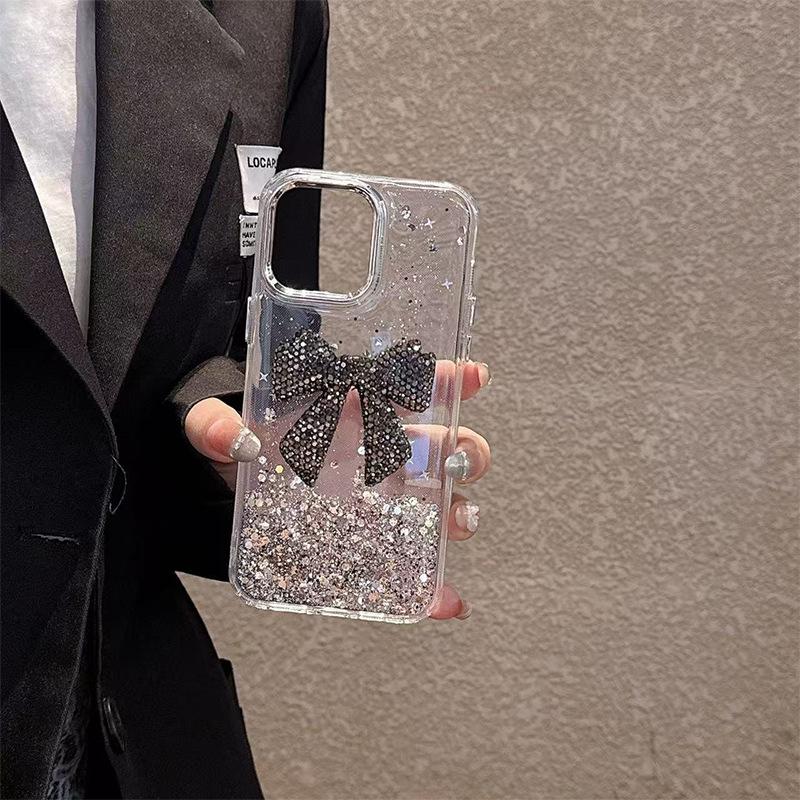 Glitter sequined butterfly transparent Epoxy mobile phone case is suitable for Apple 17 women's Iphone16 light luxury 15 women's fashion