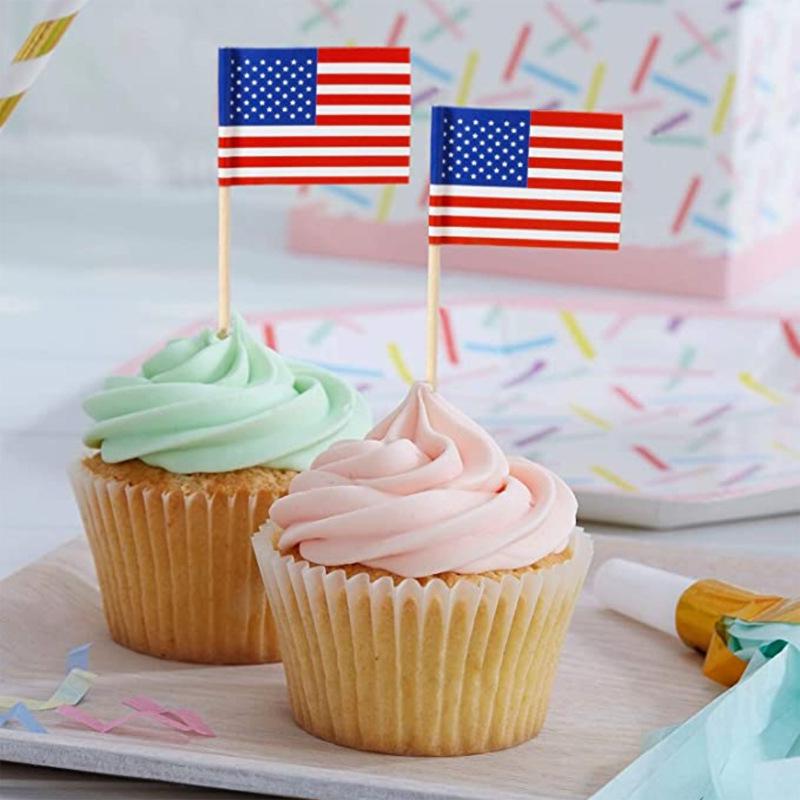 65mm American Flag Wooden Toothpick Picks
