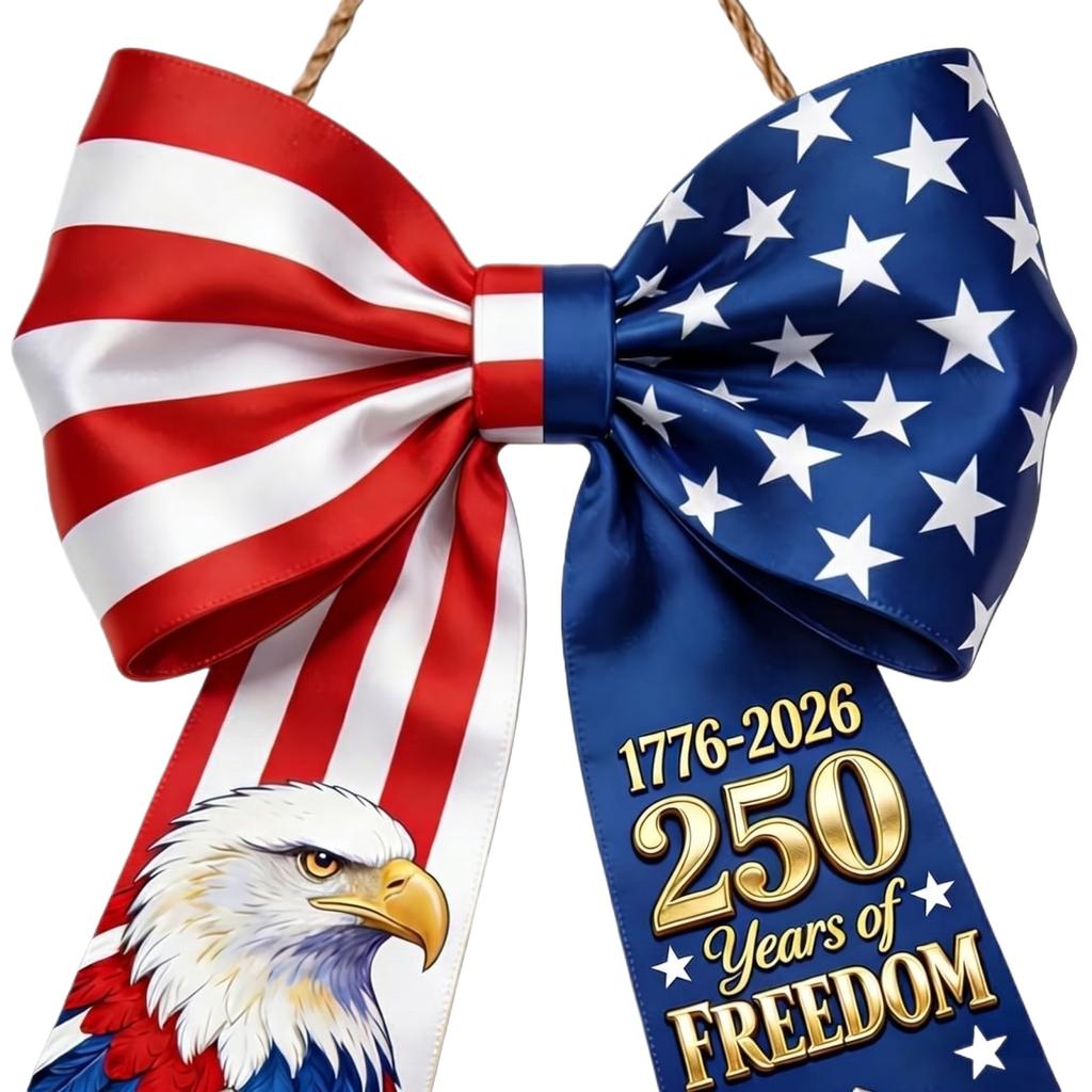 Wooden 250th Anniversary Commemorative Decoration Featuring Eagle with Wings Spread Stars and Stripes Design Suitable for Indoor Outdoor Display