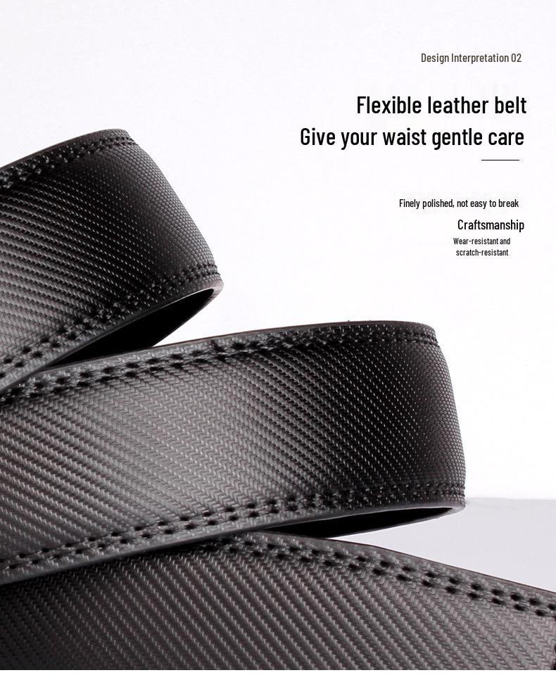 Men's Genuine Leather Automatic Buckle Belt - Versatile Cowhide for Trousers