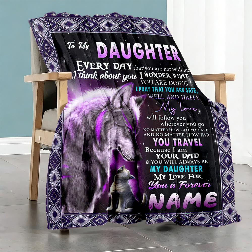 Envelope Daughter Personalized Text Blanket Cozy Personalized Blanket Warmthful Decor Great for Livingroom Bed Office Chair Living Room