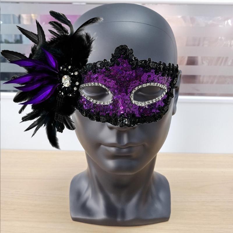 Halloween Costume Mask Feather Mask Masquerade Mask Party Mask Venetians Mask Rhinestones Mask Half Face Mask
