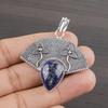 Natural Lapis Lazuli Gemstone 925 Sterling Silver Jewelry Designer Pendant 1.6" AJP-2000