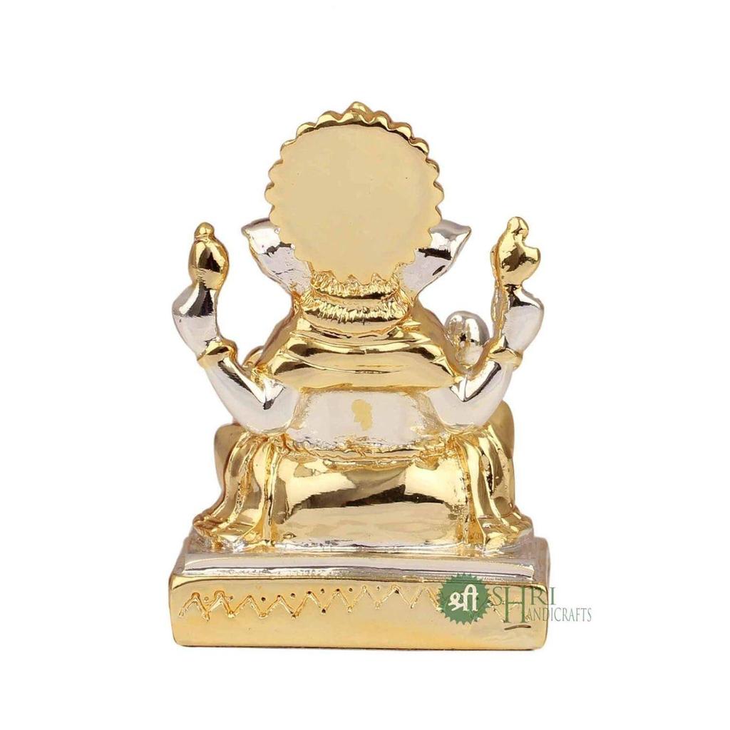 Gold & Silver Ganesha Idol Murti for Car Dashboard Home Décor and Gifts Items