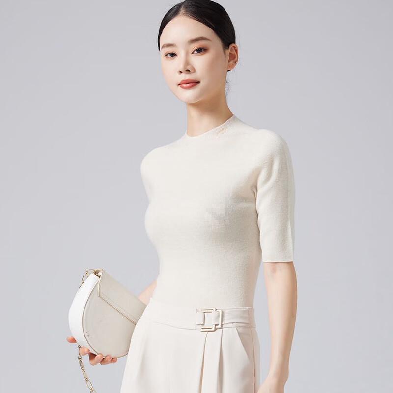 Fengxun Women's 100% Wool Mock Neck Knit Top