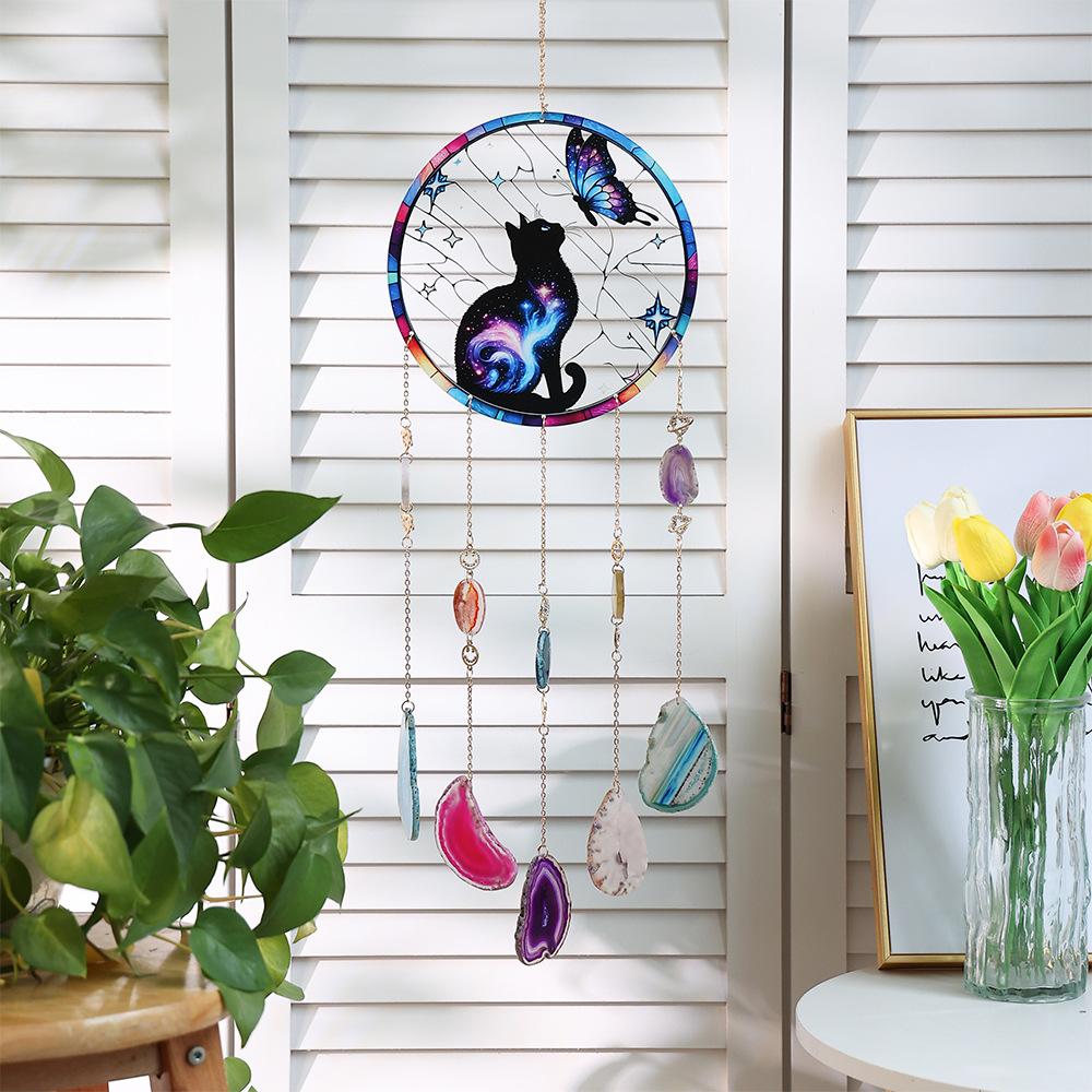 Sunshine Catcher Acrylic Dream Catcher Pendant Natural Agate Sheet Tree of Life Dream Catcher Ornament