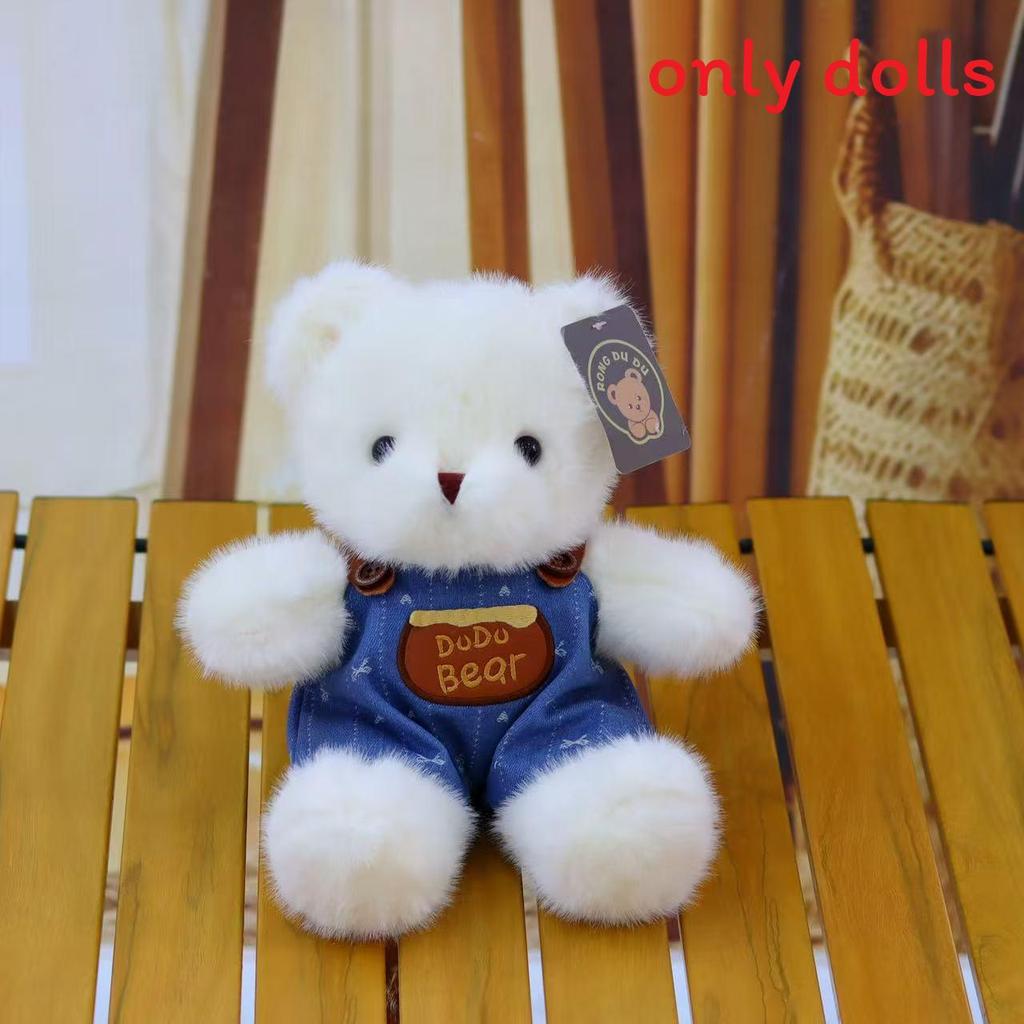 Teddy Bear Plush Toy With Denim Outfit For Couples And Gift Giving