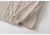 Slim-Fit V-Neck Cable Knit Short-Sleeve Sweater – Figure-Flattering Waist-Cinched Top