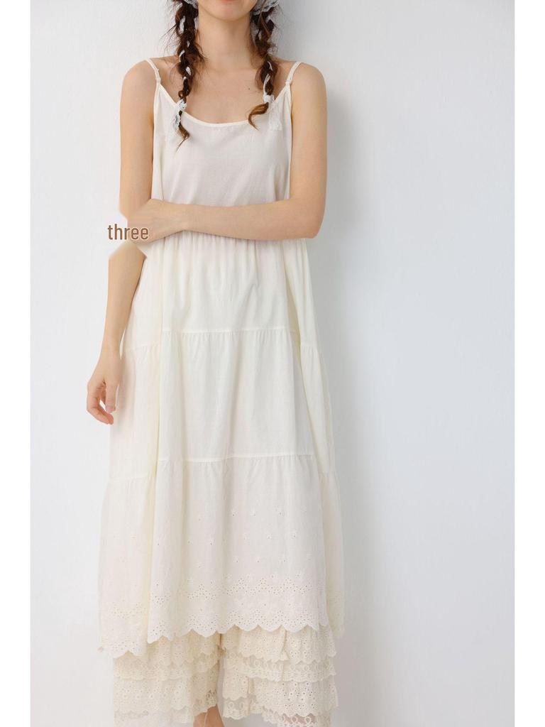 Women's Forest Style Embroidered Layered Lace Long Dress