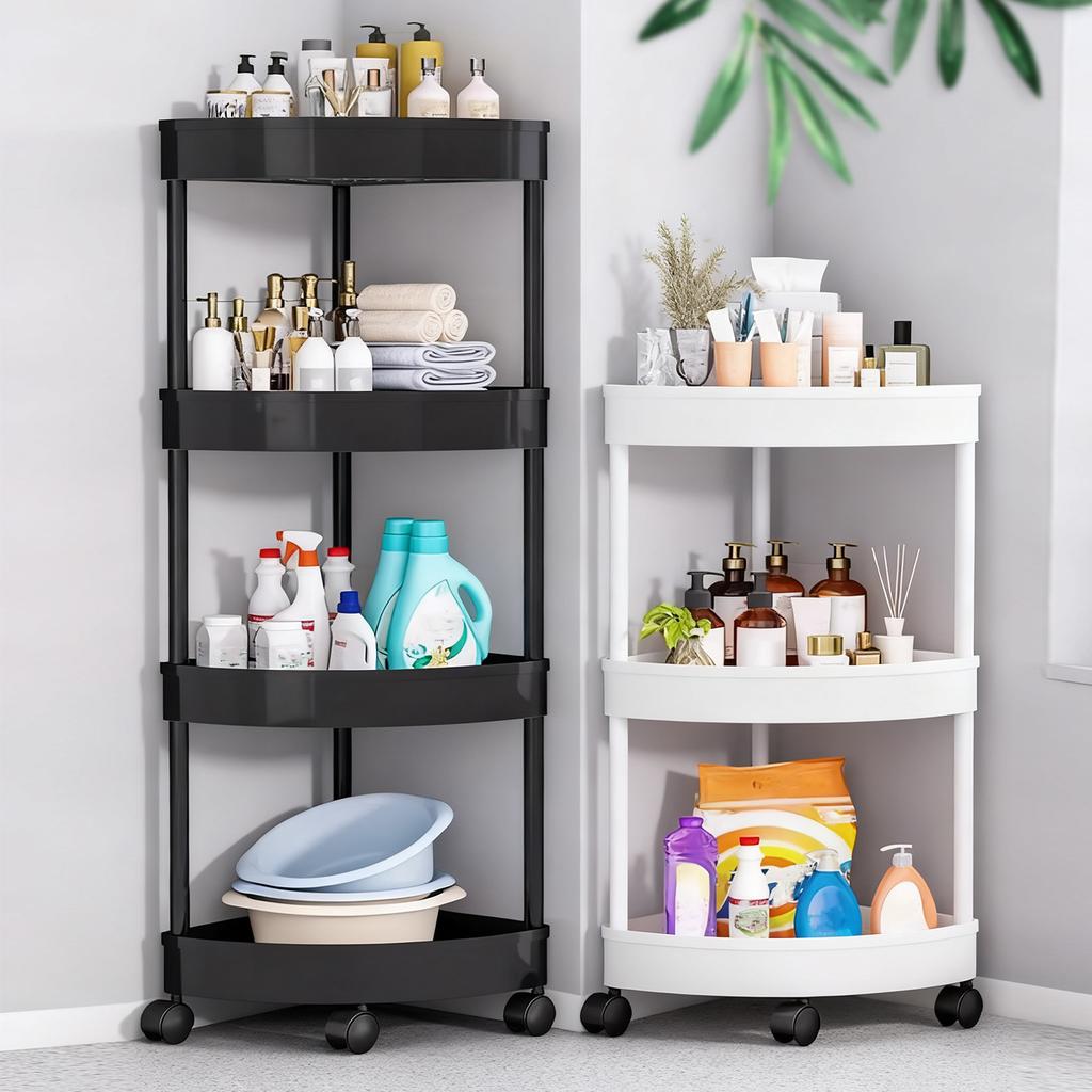 3/4/5 Layers Large Capacity Storage Rack with Wheels Movable Snacks Rack Trolley Holders Cart Shelf Kitchen Bathroom Organizer