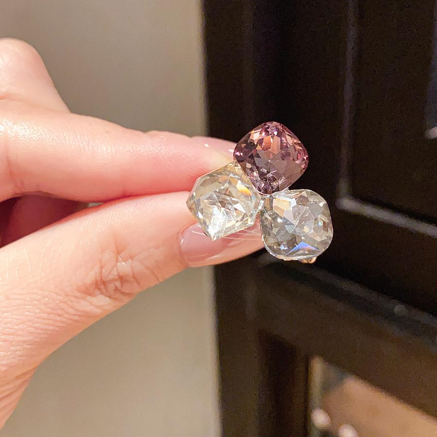 Geometric Openback Ring With Cz Stones For Elegant Womens Fashion Accessory
