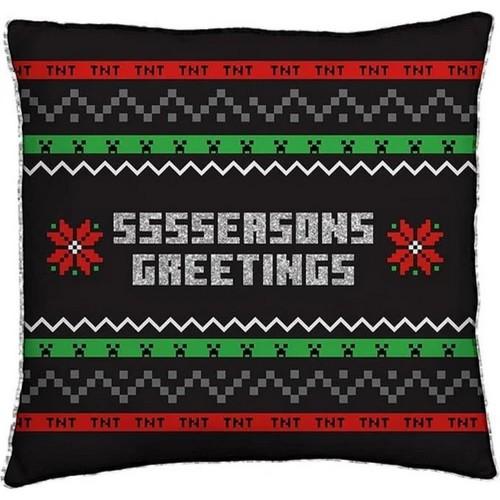 Minecraft Seasons Greetings Square Christmas Filled Cushion