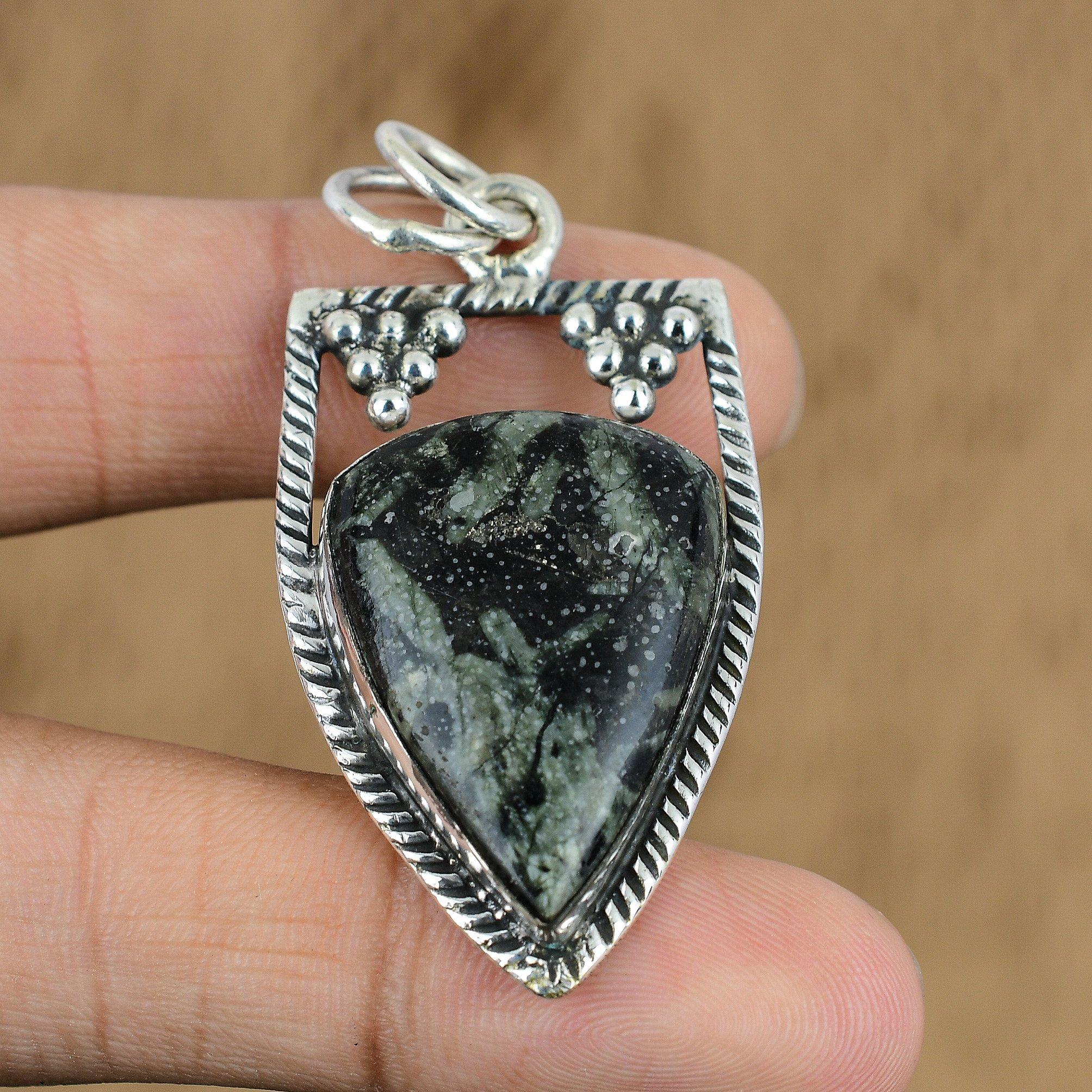 

Gift For Women Pendant 925 Sterling Silver Natural Star Galaxy Jasper Gemstone