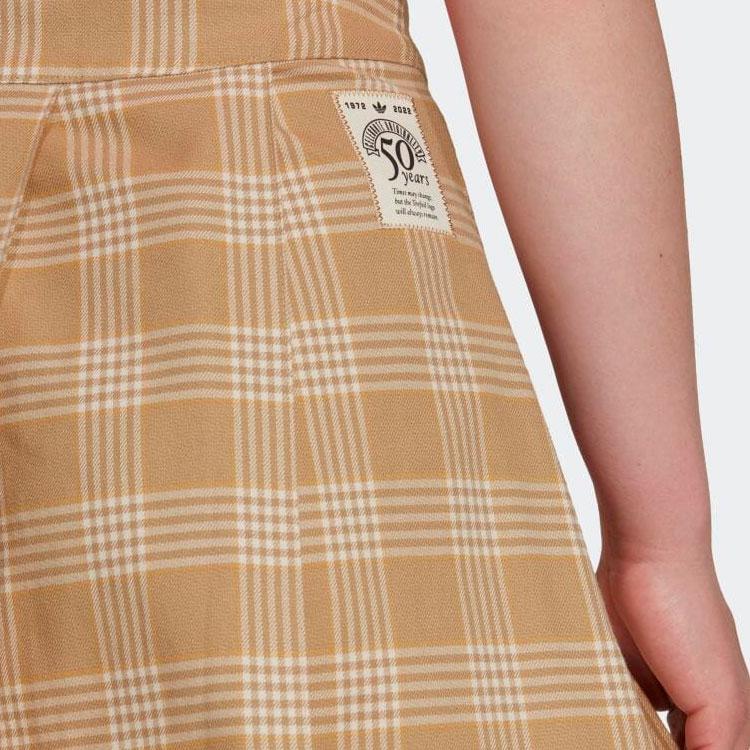 adidas Originals Women's Collegiate Pleated Skirt Beige Brown Plaid Women IA8352