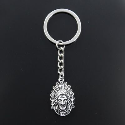 Fashion Keychain 31x19mm Indian Chief Elders Pendants DIY Men Jewelry Car Key Chain Ring Holder Souvenir For Gift
