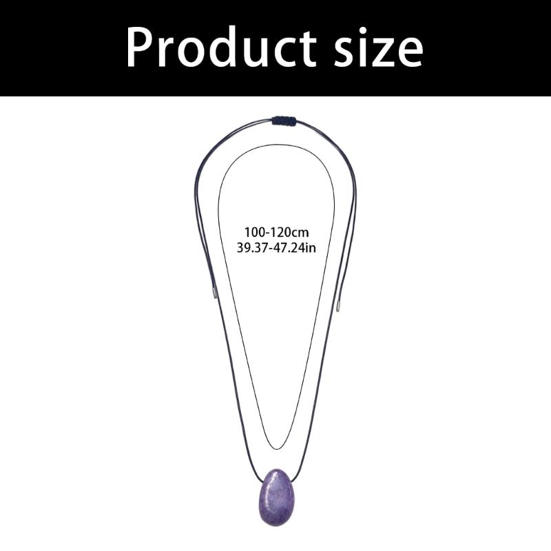 Handmade Irregular Stone Necklace with Adjustable Rope Cord Black Rope Sweater Chain for Daily Wear Comfortable Fit