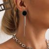 Geometric Punk Choker Dangle Drop Earrings Women Toggle Clasp Y Drop Choker Disc Charm Chunky Chain Necklace for Daily Wear Street Parties