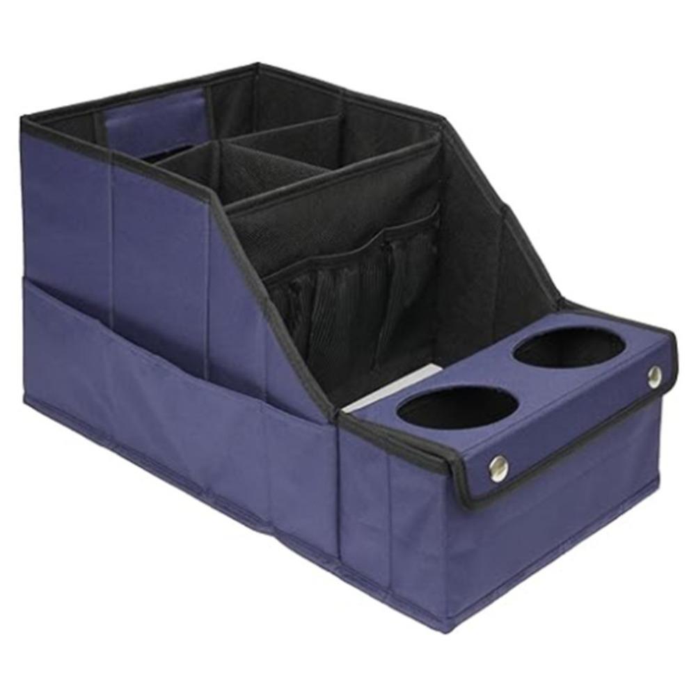 Anti Slip Seat Car Organizer Foldable Car Trunk Organizer Backrest Organizer  Travel Storage синий