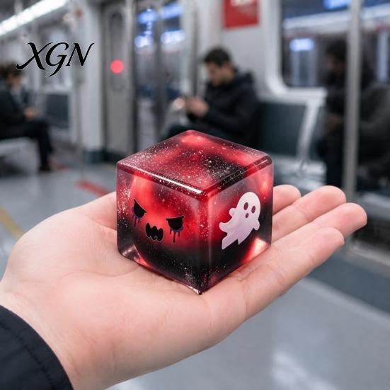 Ice Cube Toy Halloween Ghost Stress Sensory Toy, Anxiety Relief Squeeze Glitter Balls Slow Rising Pinch for Kids Adults