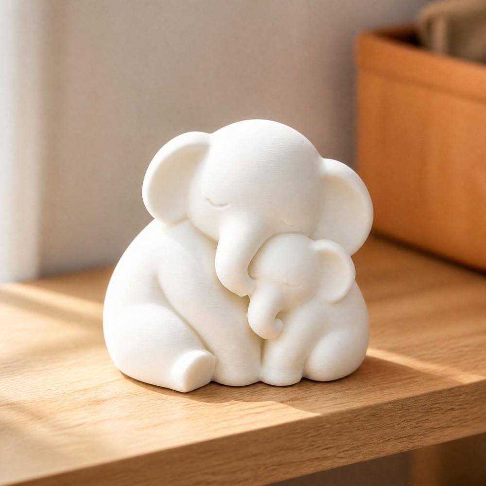 Cute Animal Mother Baby Elephant Statue Minimalist Parent Child Elephant Sculpture  Living Room