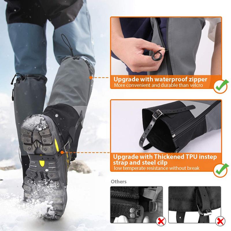 1 Pair Legging Gaiter Outdoor Ski Gaiters Waterproof Snow Leg Covers for Winter Hiking Mountaineering Sand Protection