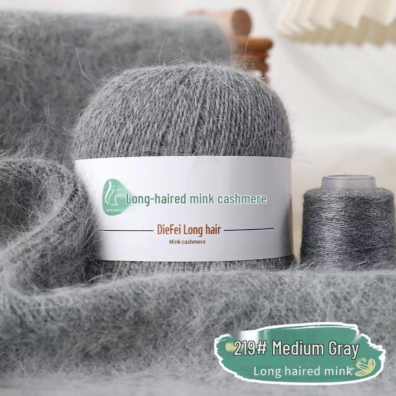 Long-Haired Mink Velvet and Cashmere Yarn: Hand/ Machine-Knitted, Medium-Thick