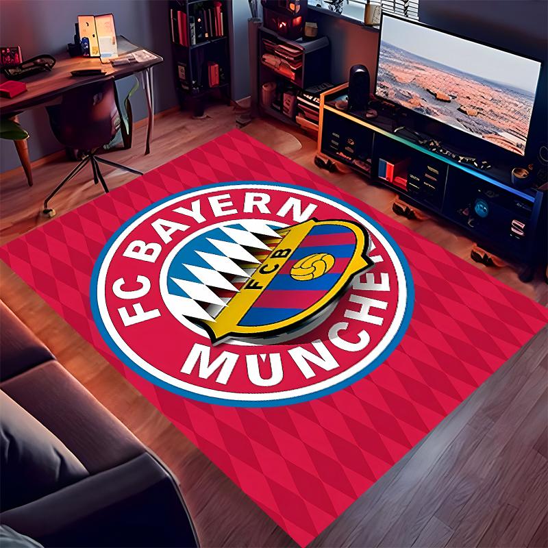 1pc FC Bayern München logo Print Area Rug - Soft,Washable Non-Slip Indoor Mat for Office Chairs,Living Room,Home Office Decorative Rug