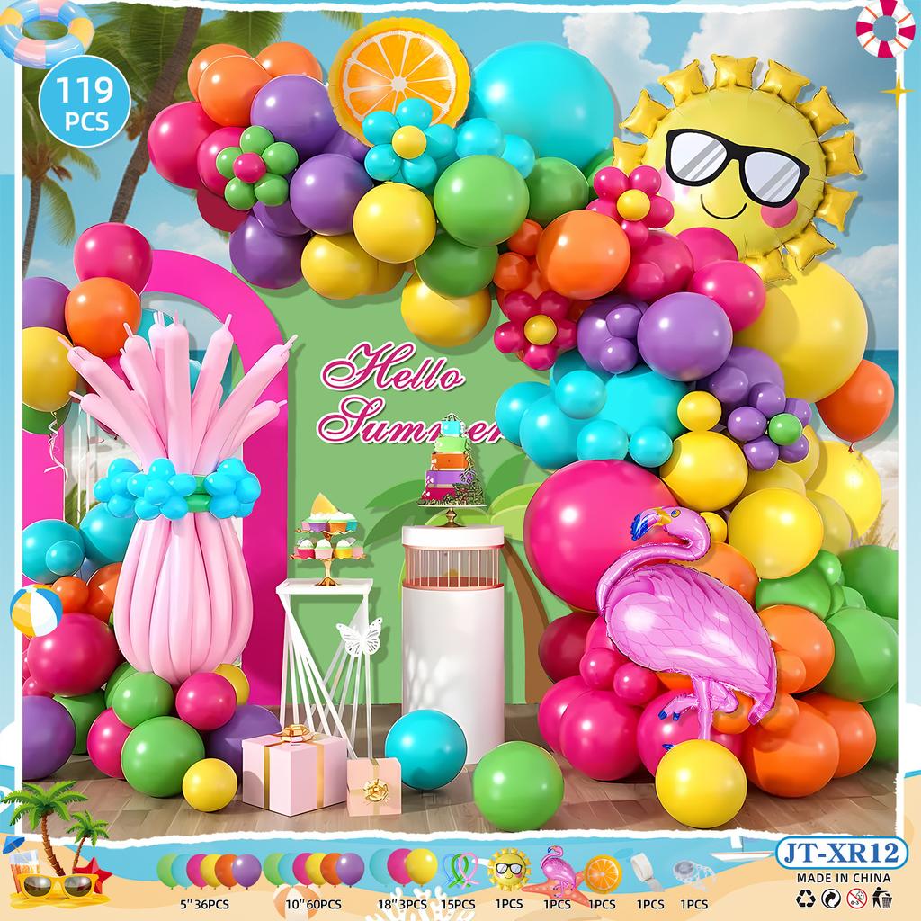 Hawaiian Balloon Set Wreath Summer Pool Party Pineapple Balloon Hawaiian Party Outdoor Outfit