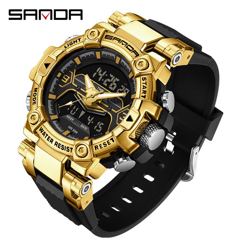 SANDA Multi-functional Men s Luminous Waterproof Electronic Watch with Alarm