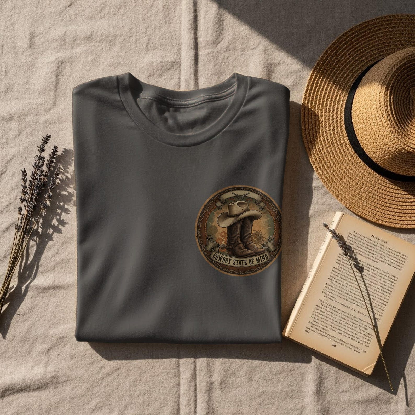 Cowboy Boots & Hat T-Shirt, Western Graphic Tee M