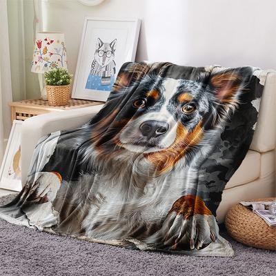 Flaneldecke mit Hundemuster, Hohe Qualität, Bequem für alle Jahreszeiten, Heimdekoration, Wärme und Komfort, Perfekt für Weihnachtsgeschenke